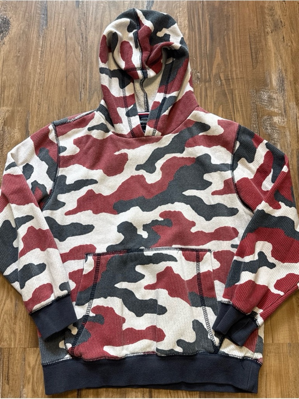 Red Camouflage Hooded Pullover